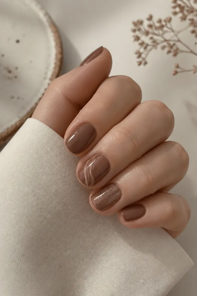 Easy short brown nails ideas for beginners