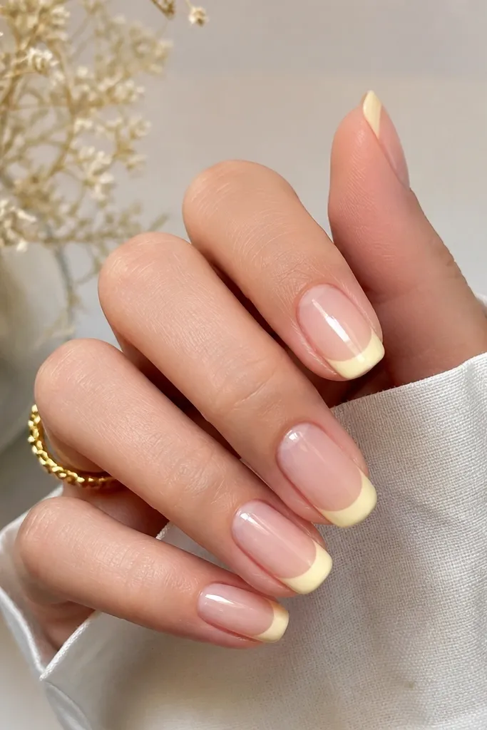 Light Yellow French Tip Nails Easy Ideas