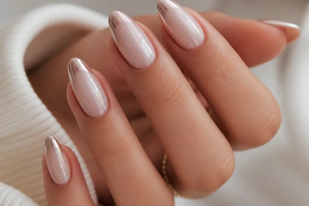 Low Maintenance French Ombre Chrome Nails